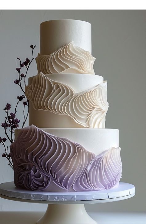 Simple Elegant Cake Decorating, Ombre Wedding Cake, Extravagant Wedding Cakes, Soft Ombre, Colorful Wedding Cakes, Wedding Cake Ombre, Cake Tower, Brides Cake, Enchanting Wedding