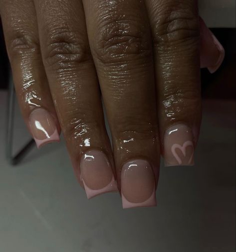 Mid Size Square Nails, Short Acrylic Nails December, Acrylic Overlay Nails Short Valentines, Square Shape Nails Short, Short Acrylic Nails Regular Polish, Short Nails For Middle School, Small Acyrilics Nails, Short Nails Round Shape, Really Short Acrylic Nails French Tips