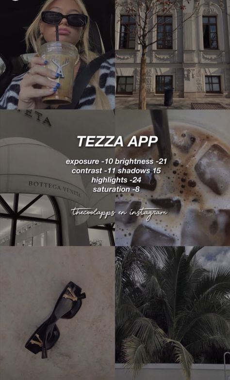 Best Tezza Filters, Tezza Filter Edit Vintage, Photoshop Express Presets, Tezza App Filters, Tezza Filter Edit Aesthetic, Tezza Editing Tutorial, Tezza Photo Edits, Low Exposure Filter Iphone, Tezza Presets Tutorial