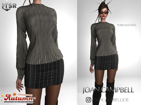 The Sims Resource - Terri Sweater Cc Shopping, Camille Dress, Suede Pencil Skirt, Sims4 Clothes, Long Sleeve Outfits, Sims 4 Mods Clothes, Mock Neck Dress, Medieval Dress, Female Clothing