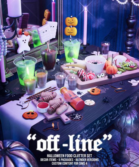 Food Sims 4, Sims 4 Halloween, Spooky Drinks, Living Room Sims 4, Lotes The Sims 4, Halloween Themed Food, Themed Food, Drinks Tray, Free Sims