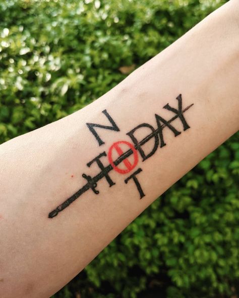 Game of thrones, Arya Stark, Not Today Game Of Thrones House Sigils, Stark Tattoo Game Of Thrones, House Stark Tattoo, Not Today Tattoo, Arya Stark Tattoo, Game Of Thrones Tattoo Ideas, Game Of Thrones Tattoo Designs, Latin Phrase Tattoos, Got Tattoo