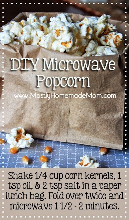 Diy Microwave Popcorn, Homemade Microwave Popcorn, Diy Easy Recipes, Popcorn Snacks, Microwave Popcorn, Quick Snack, Popcorn Recipes, Microwave Cooking, Microwave Recipes