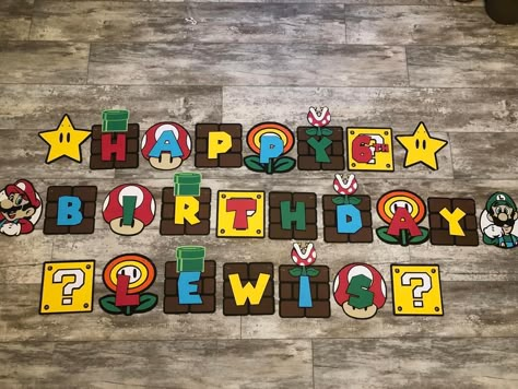 Gamer Birthday Banner, Super Mario Banner, Mario Banner, Mario Birthday Banner, Princess Peach Party, Mario Bros Birthday Party Ideas, Diy Party Banner, Super Mario Bros Party, Mario Bros Birthday