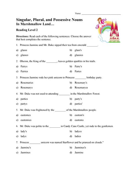 Possessive Nouns Worksheet, Singular Noun, Singular Possessive Nouns, Plural Possessive Nouns, Nouns Lesson, Plurals Worksheets, Worksheets 3rd Grade, Proper Nouns Worksheet, Singular Plural