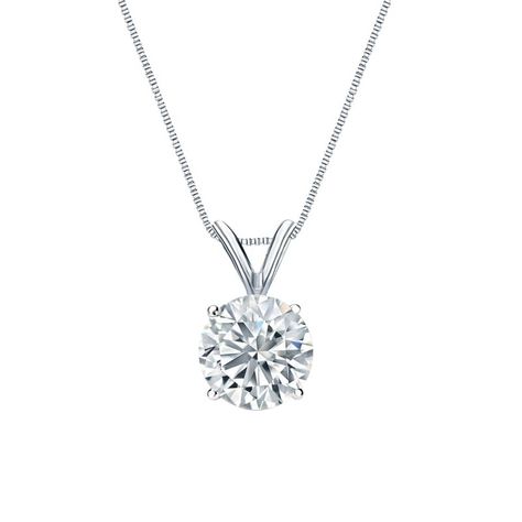 Solitaire 0.33 Carat Round Shape Diamond Pendant Necklace In 18K White Gold Plating Over Silver Round Solitaire Diamond Necklace, Black Diamond Pendant, Round Diamond Pendant, Black Diamond Studs, Diamond Solitaire Pendant, Halo Diamond Earrings, Solitaire Diamond Pendant, Colored Diamond Rings, Basket Setting