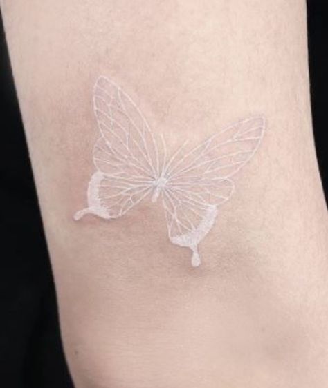 Silver Butterfly Tattoo, Three White Butterflies Tattoo, White Tattoo Hand, Small White Butterfly Tattoo, Butterfly Tattoo White, White Butterflies Tattoo, White Ink Butterfly Tattoo, Butterfly Metamorphosis Tattoo, White Tattoos For Women