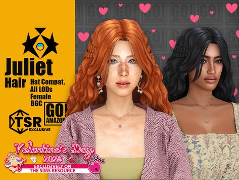 The Sims Resource - Juliet Hair 70s Hair Sims 4 Cc, Wavy Sims 4 Hair Cc, Sims 4 Multicolor Hair, Sims 4 Curly Ponytail, Sims 4 Big Hair, The Sims Resource Maxis Match, Sims Curly Hair, Sims 4 Hair With Bangs, Ts4 Mm Hair