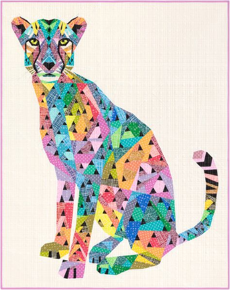 Cheetah Abstractions by Violet Craft. Features Violet Craft Modern Classics by Violet Craft, shipping to stores November 2020. Pattern available for purchase (violetcraft.com) Violet Craft Patterns, Violet Craft, Bargello Quilt, Paper Pieced Quilt, Animal Quilts, Robert Kaufman Fabrics, Paper Piecing Patterns, Foundation Paper Piecing, Paper Piecing Quilts