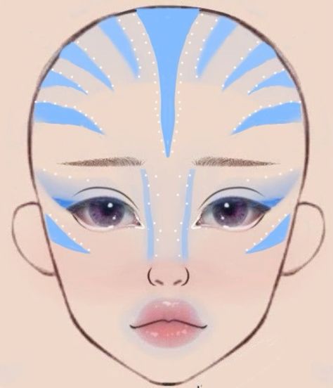 Avatar Makeup Tutorial, Pink Avatar Makeup, Simple Avatar Makeup, Avatar The Last Airbender Makeup, Avatar Makeup Look Simple, Avatar Makeup Halloween, Avatar Make Up, Avatar Inspired Makeup, Avatar Face Paint