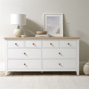 Chester Dove Grey Low and Wide Chest - The Cotswold Company Drawers Decor, Ideas Habitaciones, Large Chest Of Drawers, Wide Chest Of Drawers, White Chest Of Drawers, White Chests, Built To Last, Practical Storage, Living Room Storage