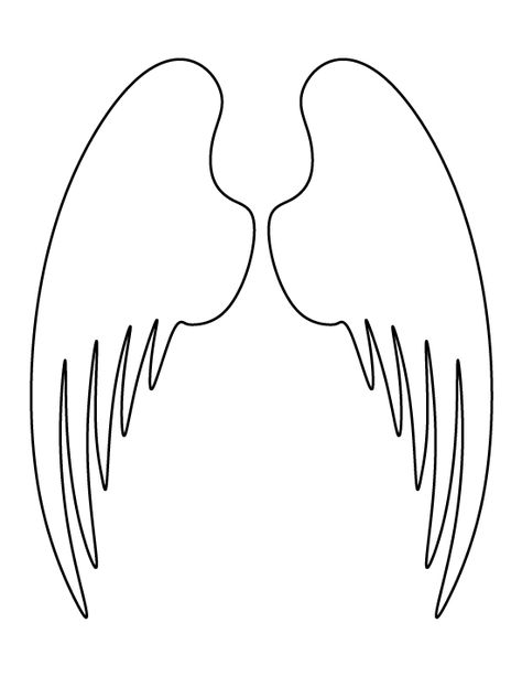 Angel wings pattern. Use the printable outline for crafts, creating stencils, scrapbooking, and more. Free PDF template to download and print at http://patternuniverse.com/download/angel-wings-pattern/ Winged Stencil, Diy Angel Wings, 3d Templates, Diy Angels, Angel Crafts, Stencil Patterns, Crafty Moms, Holiday Patterns, Applique Patterns