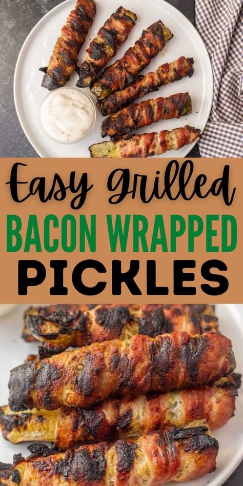 Wrapped Appetizers, Bacon Wrapped Pickles, Bacon Wrapped Recipes, Wrapped Pickles, Easy Delicious Appetizers, Appetizer Easy, Grilled Bacon, Easy To Bake, Pickles Recipe