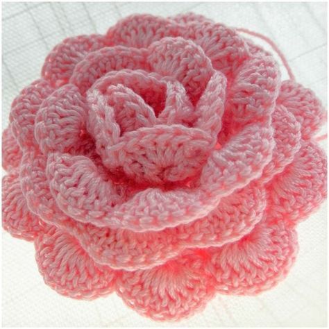 Crochet Rose Written Pattern and Video Tutorial 3D Very Easy Free Crochet Rose Pattern, Crochet Rose Afghan Pattern Free, 3d Rose Crochet Pattern Free, Crochet 3d Flowers Free Pattern Diagram, 3d Rose Granny Square, Crochet Rose, Crochet Flower Patterns, Crochet Flowers, Flower Patterns