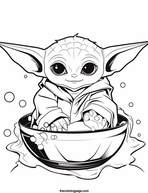 Free Printable Animal Coloring Pages Yoda Coloring Page Free Printable, Grogu Coloring Pages, May The 4th Be With You Coloring Pages, Baby Yoda Dibujo, Baby Yoda Coloring Page, Yoda Coloring Page, Grogu Drawing, Yoda Cricut, Baby Yoda Tattoo