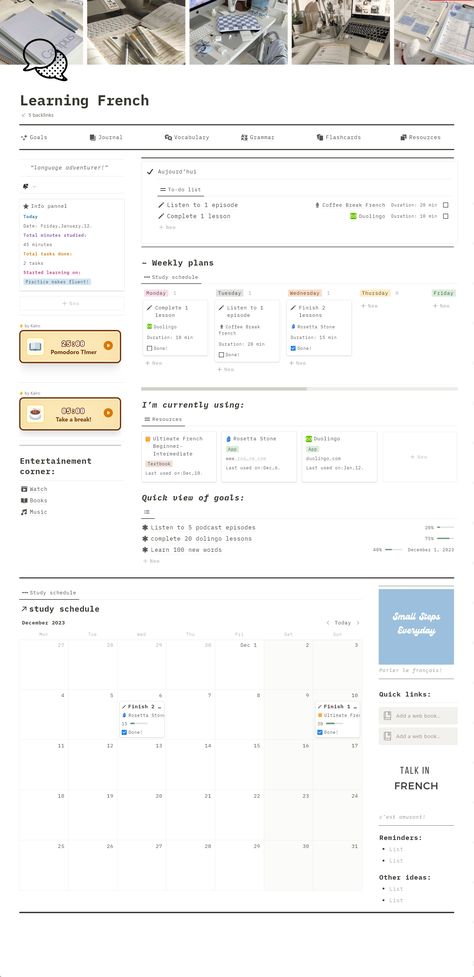 #Organisation #Notion_For_Language_Learning #Language_Learning_Routine #Notion_Flashcards Goodnotes Language Learning Template, Language Notes Template, Notion Template Ideas Language Learning, French Study Plan, Notion For Language Learning, Language Learning Notes Aesthetic, Notion Flashcards, Notion Language Template, Notion Routine Template