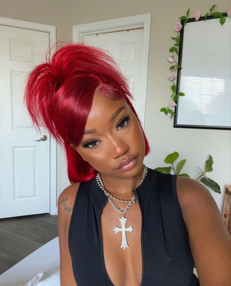 Red Hair With Bangs, Colorful Wigs, Red Bob, Fire Hair, Frontal Wig Hairstyles, Honey Brown Hair, Dyed Hair Inspiration, Protective Hairstyles Braids, Pretty Hair Color