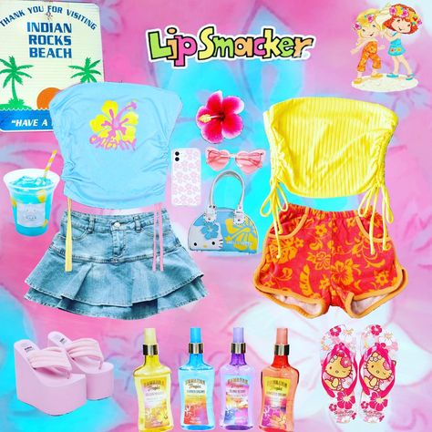 Key West Kitten Clothes, Key West Kitten Nails, Key West Kitten Aesthetic Outfits, Key West Aesthetic Outfits, Keywestkitten Outfits, Keywest Kitten Outfit, Tropical Core Aesthetic Outfit, Y2k Colorful Outfits, Barbie Summer Outfits