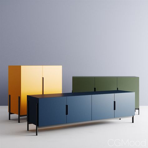 Novamobili Float Sideboard - 3D Model for FStorm Sideboard Legs Design, Credenza Design Modern, Steel Sideboard, Meja Industrial, Product Rendering, Credenza Design, Tv Furniture, Sideboard Designs, Design Industrial