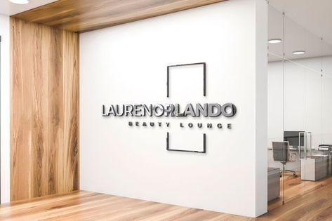 Wall Design Office, Logo Wall Design, Mockup Logo, Bar Mini, Office Signage, Office Logo, Wall Signage, Modern Office Interiors, Wall Logo