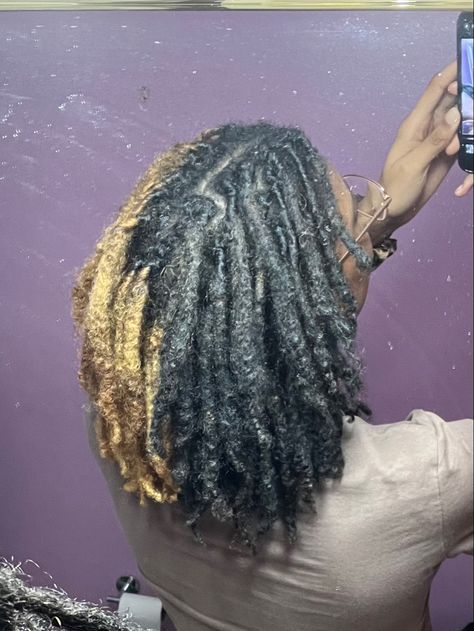 long locs, black locs, dreads, blonde locs, black and blonde locs, small locs, women with locs Half Blonde Half Black Locs, Half And Half Locs, Black And Blonde Locs, Blonde Locs Black Women, Black Hair Locs, Black Locs, Women With Locs, Loc Appreciation, Dye Ideas