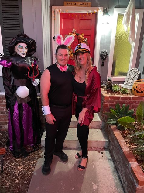 Hew Hefner and Play Boy Bunny, Funny, Couples Costume Male Playboy Bunny Costume, Play Boy Bunny And Hugh Hefner Costume Switched Sides, Bunny And Hugh Hefner Costume, Hugh Hefner Costume, Playboy Bunny Outfits, Funny Couple Costumes, Bunny Man, Couples Costume, Hugh Hefner