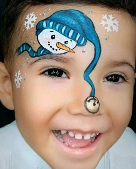 Christmas Face Painting Easy Cheek Art, Festive Face Paint, Christmas Kids Face Painting, Christmas Facepainting Kids Easy, Xmas Face Painting, Holiday Face Paint, Easy Christmas Face Painting Ideas, Snowman Face Painting, Christmas Face Painting For Kids