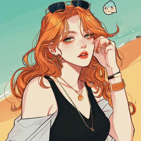 Popular artistic expression supervised By ThetaCursed, License: CC BY-NC 4.0 Pfp Reference, Woman With Red Hair, Oc Art, Artistic Expression, Girls Characters, Anime Oc, Female Character Design, Character Portraits, Beach Art