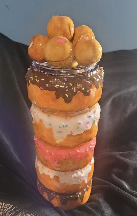 3d Tumblers With Clay Diy, 3d Tumblers With Clay, Clay Tumblers, Stanley Ideas, Donut Tumbler, 3d Tumblers, 3d Donut, Fancy Cups, Tumbler Toppers