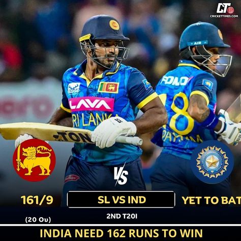 India need 162 runs to win the match 🏏 Scorecard: https://shorturl.at/7NzFJ #Cricket #India #SriLanka #T20I Cricket India, Cricket News, Sri Lanka, To Win, India, Running