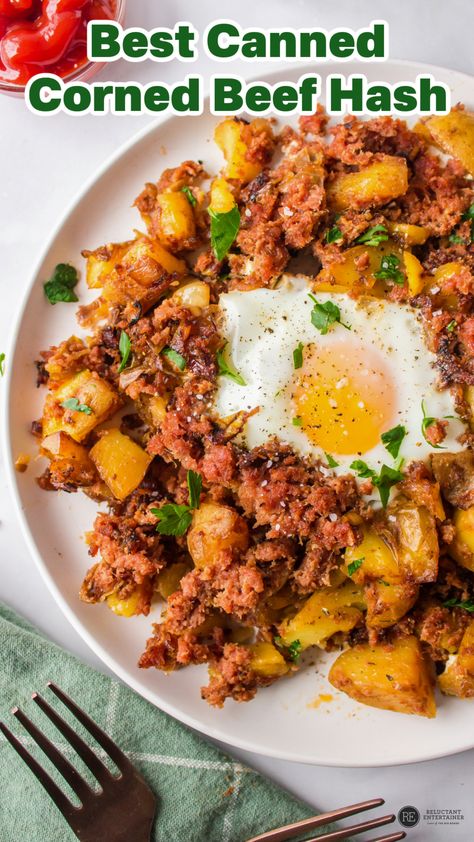 Here's an affordable recipe, our Best Canned Corned Beef Hash for breakfast or dinner, made with corned beef, potatoes, onions, and eggs. Corn Beef And Hashbrowns, Corned Beef With Potatoes, Canned Corned Beef Recipes Breakfast, Corned Beef And Hashbrowns, Cornbeef Hash And Potatoes, Canned Corned Beef Recipes Dinners, Can Corned Beef Recipes, Cornbeef Hash Recipe, Canned Corned Beef Hash Recipes