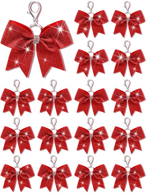 PRICES MAY VARY. What You Will Get: each package includes 16 pieces of cheer bow keychains, nice for quantity users and suited for various occasions; These cheerleader bow keychains are embellished with a glittery finish, making them decorative charms, and the adequate quantity will meet your various needs Multi Purpose Use: these glitter bow keychains are versatile and can be applied in various ways; They make nice gifts for many occasions, fantastic decorative elements for parties, or charming Cute Cheer Gifts, Cheer Bow Keychain, Cheer Keychain, Cheer Decorations, Cheer Competition Gifts, Cheerleading Accessories, Cheer Banquet, Cheerleader Gifts, Cheerleading Bow