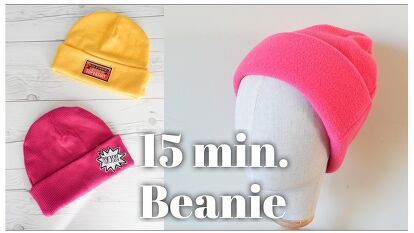 This is a guide on how to sew a beanie. Learn how to DIY a cozy hat in this step-by-step tutorial. How To Make A Beanie, Diy Reusable Grocery Bags, Fleece Sewing Projects, Easy Gifts To Make, Fleece Projects, Hat Sewing, Sewing Hats, Beanie Hat Pattern, Fleece Hats