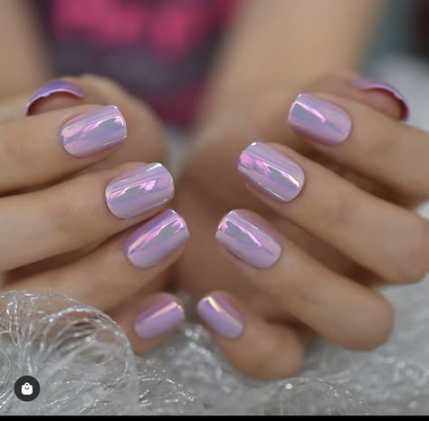 Squoval Chrome Nails, Lavender Chrome Nails, Nagellack Trends, Chrome Nails Designs, Fantasy Nails, Mirror Nails, Lavender Nails, Nail Polishes, Chrome Nails