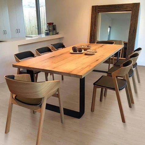 KING Dining Table loop legs with rounded corners 10 Seater Wooden Dining Table, Wooden Dining Table Designs, Timber Dining Table, Dining Table Design Modern, Woodwork Ideas, Flat Decor, Wooden Dining Table, Dinner Room, Dining Table Top