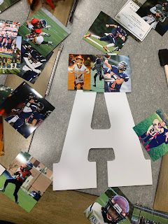 Wooden Photo Collage, Letters With Pictures On Them, Photo Modge Podge Ideas, Photo Letters Diy, Letter With Pictures Diy, Diy Modge Podge Pictures On Wood, Diy Senior Night Gifts, Picture Collage Ideas For Gifts Diy, Diy Picture Collage Ideas