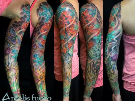 Four Seasons Tattoo Sleeve, Seasons Tattoo Sleeve, Four Seasons Tattoo, Seasons Tattoo, Tattooed Women, Tattoo Sleeve, Denver Colorado, Inspirational Tattoos, I Tattoo