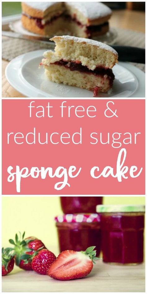 Healthy Sponge Cake Recipe, Low Cholesterol Cake Recipes, Healthy Sponge Cake, Fat Free Desserts Gallbladder, Low Fat Cake Recipes, Sugar Free Sponge Cake Recipe, Fat Free Cake Recipes, Clean Eating Cake, Fat Free Cake