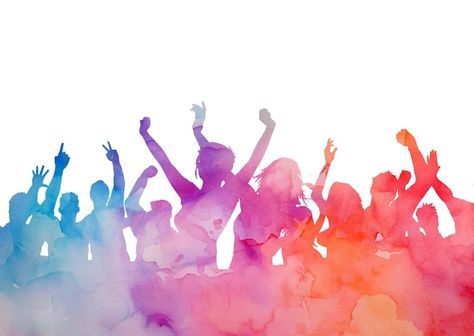 Free vector silhouette of a party audien... | Free Vector #Freepik #freevector #crowd-silhouette #group-dance #dance #party-crowd Group Of People Dancing, Crowd Silhouette, Dancing Clipart, Party Crowd, Watercolour Texture, Watercolor Party, Dance Background, Groups Poster, Party Png