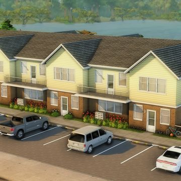 Apartment House Design Exterior, Sims 4 Cc Maxis Match Lots, The Sims 4 Apartment Building, Cc Apartment Sims 4, Sims 4 Build Ideas Community, Sims 4 Target Build, Sims 4 Foxbury Commons, Sims4 Apartment Building, Sims Build Inspiration