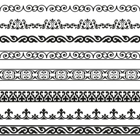 Decorative seamless borders vintage design elements set Premium Vector Border Embroidery Designs Patterns, Greek Pattern, Vector Border, Geometric Border, Border Embroidery Designs, Border Embroidery, Band Tattoo, Logo Vintage, Border Pattern