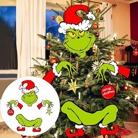 Christmas Decorations For Tree, Grinch Christmas Tree Topper, Home Party Decorations, Xmas Tree Toppers, Elf Christmas Decorations, Grinch Decorations, Funny Christmas Tree, Grinch Christmas Tree, Elf Christmas Tree