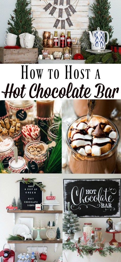 Warm up with these cute ideas on how to set up a hot chocolate bar this winter. Includes ideas for toppings and links to recipe and printables. Hot Chocolate Bar Party, Christmas Hot Chocolate Bar, Hot Chocolate Party, Hot Chocolate Bar, Chocolate Party, Christmas Hot Chocolate, Hot Coco, Ideas Food, Hot Cocoa Bar