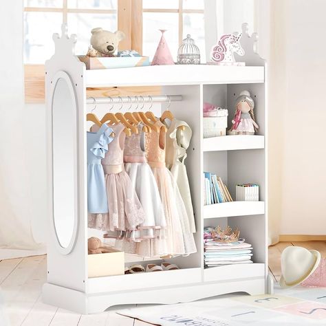 Amazon.com: Curipeer Kids Dress up Storage with Mirror, Kids Wardrobe with Storage & 3 Hooks, Kids Closet for Girls Boys, Kids Costume Organizer, Open Hanging Armoire Wardrobe Closet for Bedroom, Pink : Home & Kitchen Kids Dress Up Storage, Closet For Kids, Storage With Mirror, Mirror Costume, Kids Armoire, Mirrored Costume, Armoire Closet, Costume Closet, Dress Up Storage