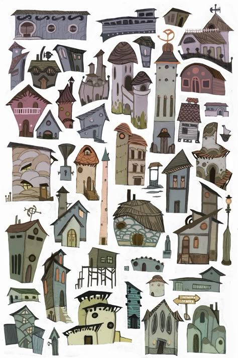 Comic House Drawing, How To Draw Backgrounds Traditional, 2d Building Drawings, Background Character Design, 2d Character Design Animation, House Drawing Reference, 2d Cartoon Character Design, Cartoon House Drawing, How To Draw Buildings