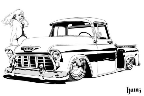 Old Car Sketch, Lowrider Drawings, Cartoon Car Drawing, Hipster Drawings, Mom Tattoo Designs, Full Sleeve Tattoo Design, Lowrider Art, Cool Car Drawings, Old Pickup