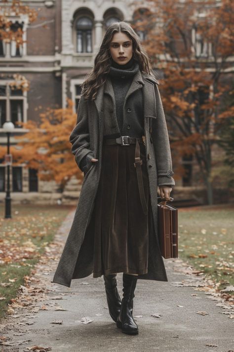 Academia Wardrobe, Dark Academia Look, Library Chic, Autumn Woman, Academia Aesthetic Outfit, Dark Academia Outfit, Dark Academia Outfits, Dark Academia Style, Academia Outfits