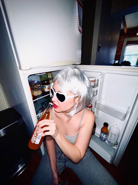 Fridge Photoshoot, Fridge Photography, Wig Photoshoot, Self Photoshoot, Silver Wig, Self Portait, Silver Wigs, Self Portraits, Self Portrait Photography