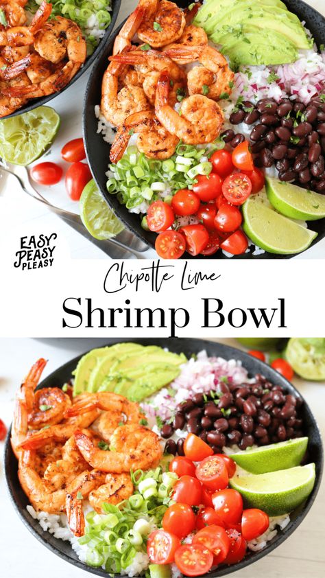 Chipotle Lime Shrimp Bowls Bring The Flavor - Easy Peasy Pleasy Shrimp Taco Bowls Healthy, Shrimp Taco Rice Bowl, Mexican Lunch Bowls, Shrimp Bowl Healthy Easy, Fish Power Bowl, Cinco De Mayo Healthy Recipes, Applebees Tex Mex Shrimp Bowl Recipe, Shrimp Power Bowl Recipe, Shrimp And Rice Bowl Recipe