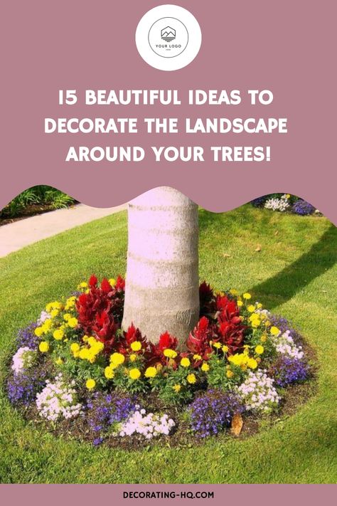 15 beautiful ideas to decorate the landscape around your trees! Create a lush and inviting outdoor space! 🌳🌸 #LandscapeDesign #TreeDecor #OutdoorInspiration #GardenIdeas #DIYLandscaping How To Decorate Trees Outside, How To Decorate Around A Tree Outside, Beds Around Trees Landscaping Ideas, Landscape Around Large Tree, Landscape Berm With Trees, Landscaping Around Trees, Landscaping Trees, Ideas For Decorating, Diy Landscaping